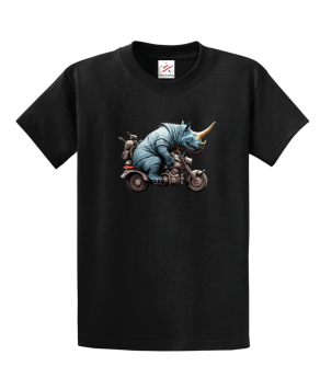 Motor-rhino Motorcycle Rhinoceros Design Unisex Kids And Adults T-Shirt